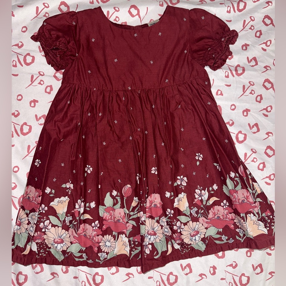 OshKosh B'gosh Burgundy Floral Kids Dress